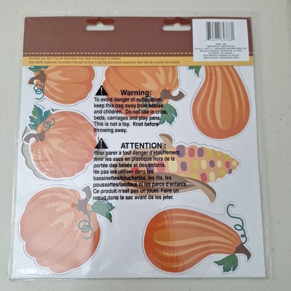 Vtg Set of 2, NEW SEALED Fall Thanksgiving Refrigerator Magnets Pumpkins Leaves - Picture 7 of 8